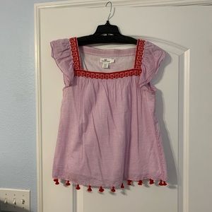 Vineyard Vines Square Neck Tassel Stripe Blouse